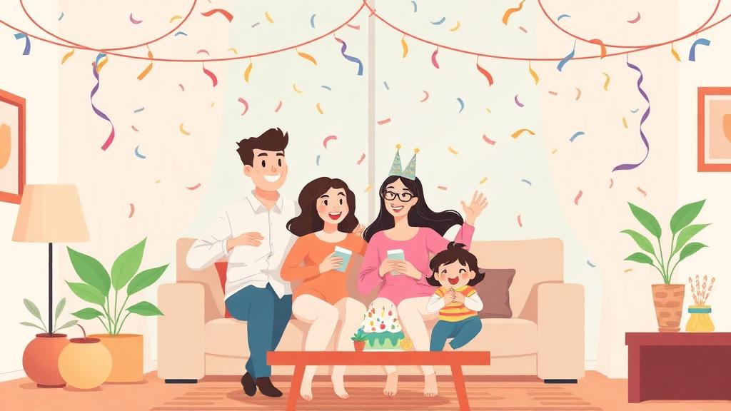 Family celebrating a financial milestone together at home